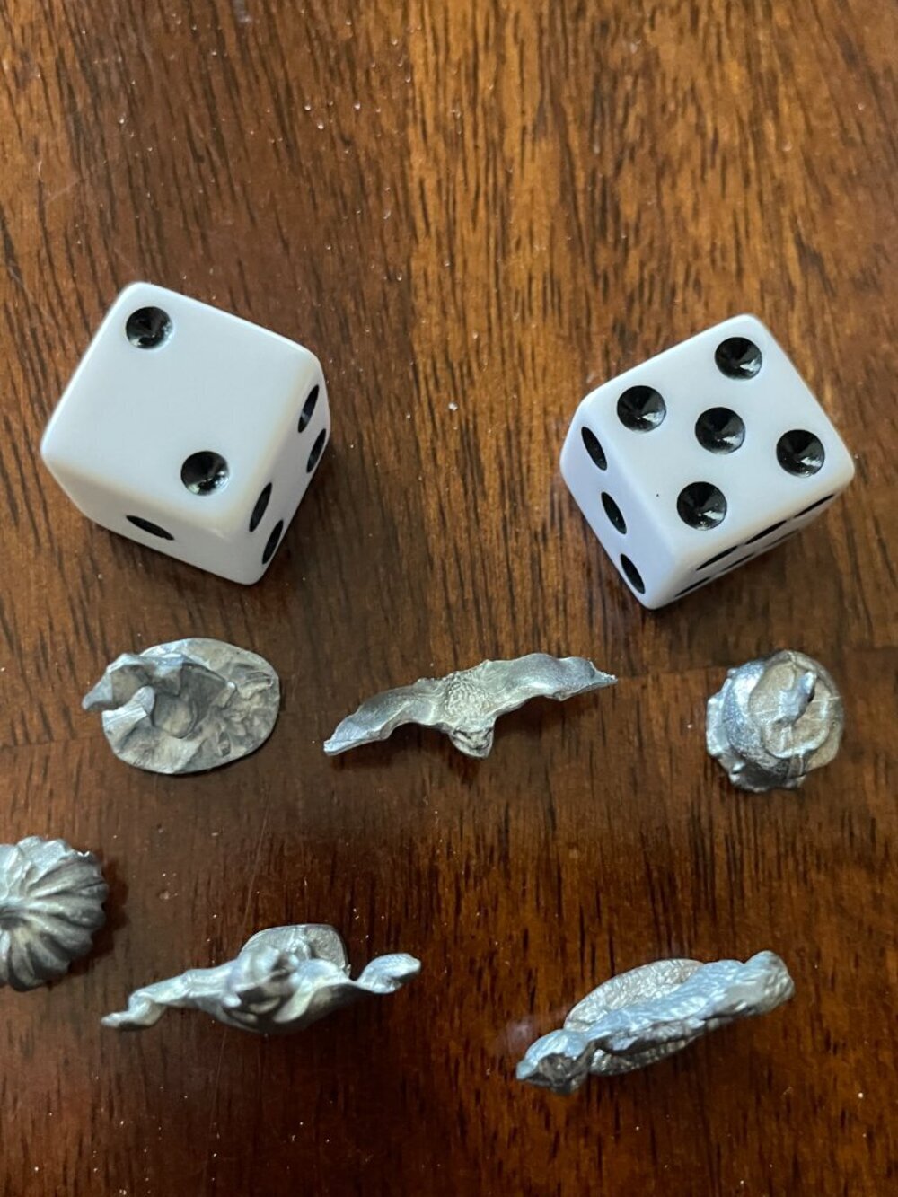 Monopoly Halloween Replacement Metal Pieces Set of 6 W/Dice